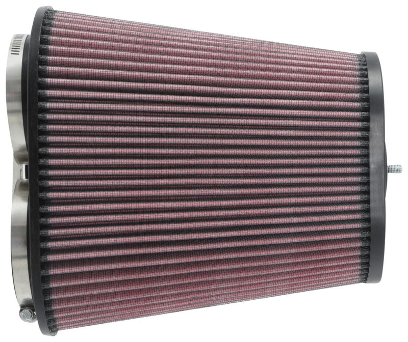 K&N Universal Clamp-On Air Filter 3-1/8in Dual FLG 8-7/8in X 5-3/16 B 6-1/4in X 4IN T, 9inH W/STUD