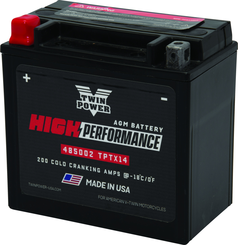 Twin Power YTX14 High Performance Battery Replaces H-D 65948-00 Made in USA