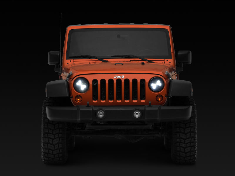 Raxiom 97-18 Jeep Wrangler TJ/JK Axial Spider LED Headlight w/ Amber DRL- Chrome Hsng (Clear Lens)