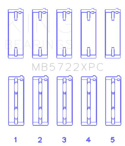 King Mitsubishi 4B11T EVO X 2007+ (Size STDX) Coated Performance Main Bearing Set