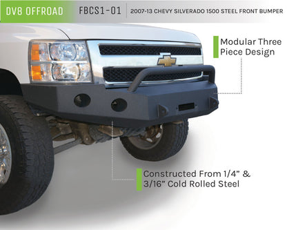 DV8 Offroad 07-13 Chevrolet Silverado 1500 Front Bumper - Black Powdercoat