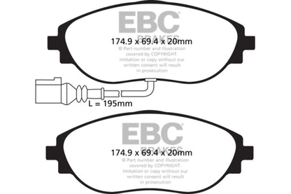 EBC 12+ Volkswagen CC 3.6 Ultimax2 Front Brake Pads