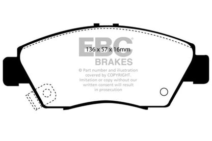 EBC 12 Acura ILX 1.5 Hybrid Greenstuff Front Brake Pads