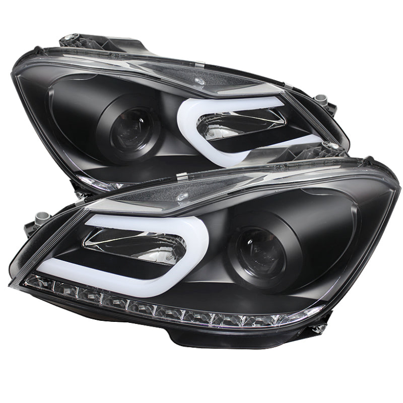 Spyder Mercedes Benz W204 C-Class 12-13 Projector Halogen Model- DRL Blk PRO-YD-MBW20412-DRL-BK