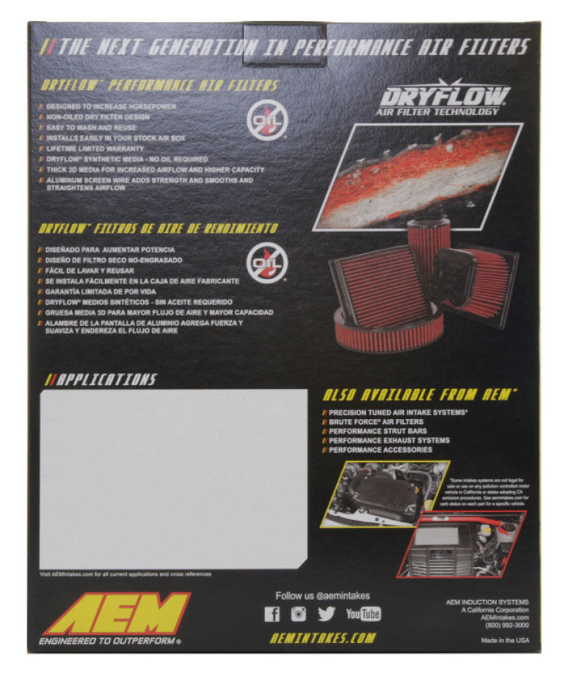 AEM 15-18 Ford Everest L5-3.2L DSL DryFlow Air Filter