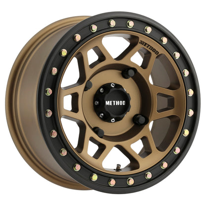 Method MR405 UTV Beadlock 15x7 5+2/38mm Offset 4x136 106mm CB Method Bronze Wheel - Matte Black Ring