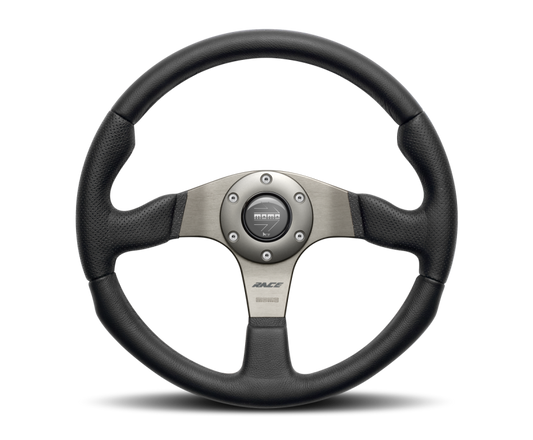 Momo Race Steering Wheel 320 mm - Black Leather/Anth Spokes