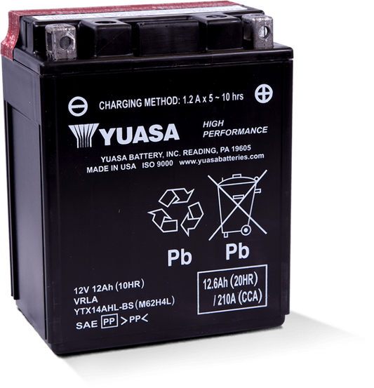 Yuasa YTX14AHL-BS High Performance AGM 12 Volt Battery (Bottle Supplied)