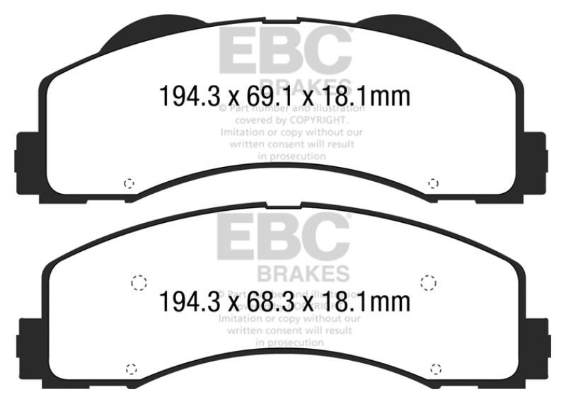 EBC 15+ Ford F150 2.7 Twin Turbo (2WD) Yellowstuff Front Brake Pads