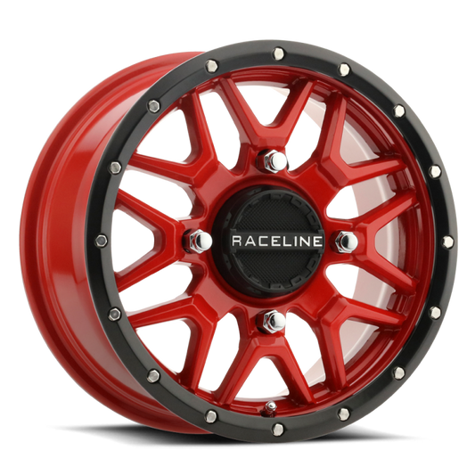 Raceline A94R Krank 14x7in / 4x110 BP / 10mm Offset / 83.8mm Bore - Red & Black Lip Wheel