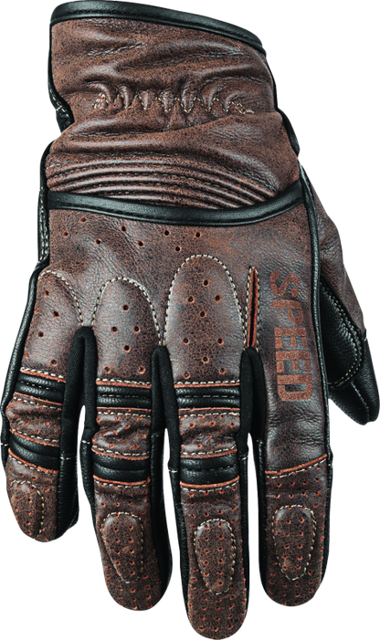 Speed and Strength Rust and Redemption Leather Gloves Brown - Small