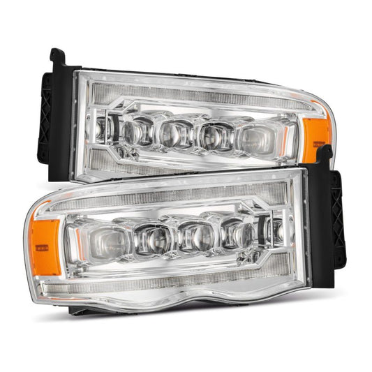 AlphaRex 02-05 Dodge Ram 1500 NOVA LED Proj Headlights Plank Style Chrome w/Activ Light/Seq Signal