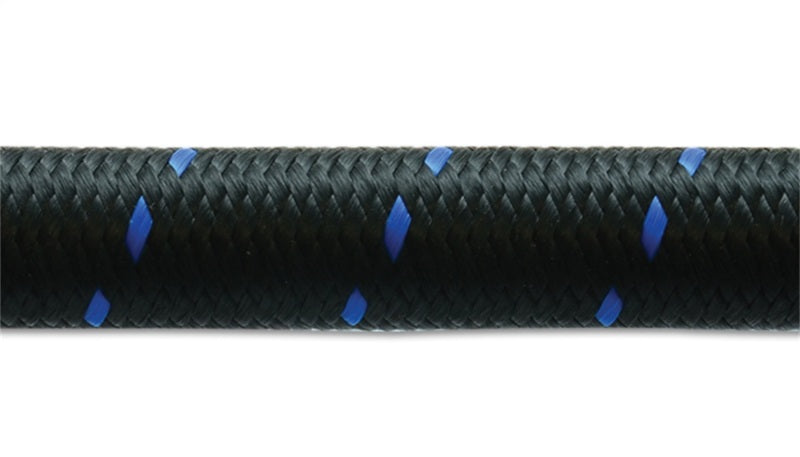 Vibrant -10 AN Two-Tone Black/Blue Nylon Braided Flex Hose (20 foot roll)