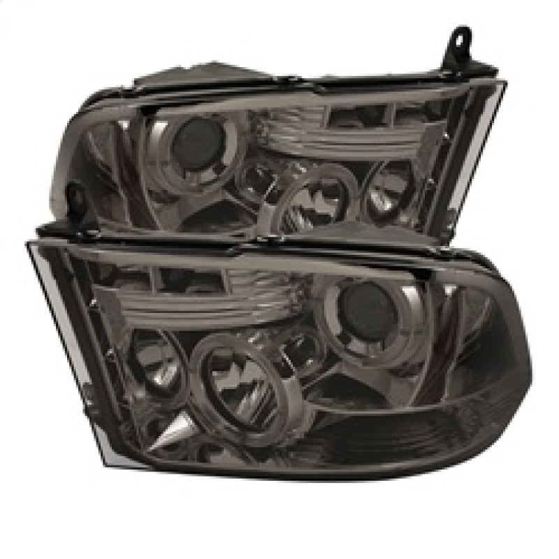 Spyder Dodge Ram 1500 09-14 10-14 Projector Headlights Halogen- LED Halo LED- Smke PRO-YD-DR09-HL-SM