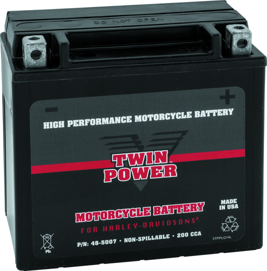 Twin Power YTX-14L High Performance Battery Replaces H-D 65958-04 Made in USA