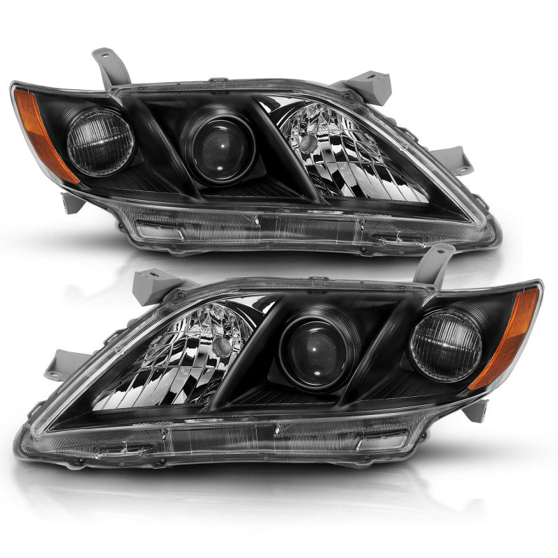 ANZO 2007-2009 Toyota Camry Projector Headlight Black Amber