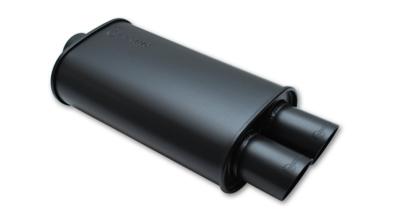 Vibrant StreetPower FLAT BLACK Oval Muffler with Dual 3in Outlet - 3in inlet I.D.