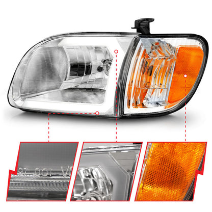 ANZO 00-04 Toyota Tundra (Reg/Acc Cab Only) Crystal Headlights w/Lgt Bar Chrome w/Corner Lights 2pc