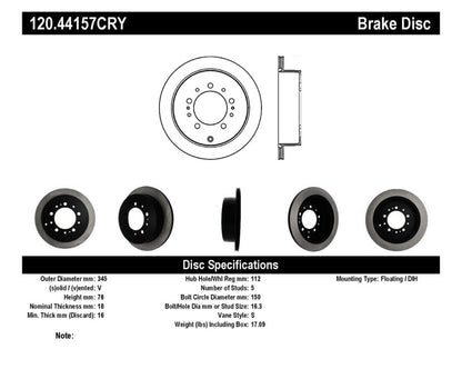 Stoptech 08-17 Toyota Land Cruiser / 08-17 Lexus LX Rear Premium Cryo Rotor