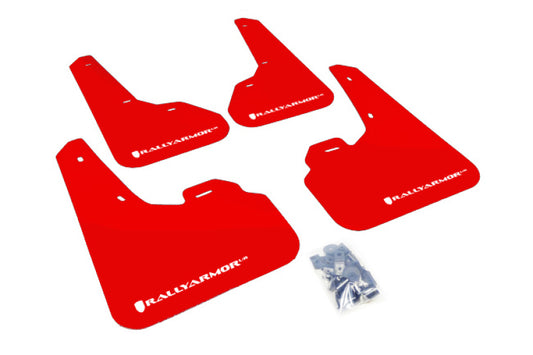 Rally Armor 10-13 Mazda3/Speed3 (Hatch/Sedan) Red UR Mud Flap w/White Logo