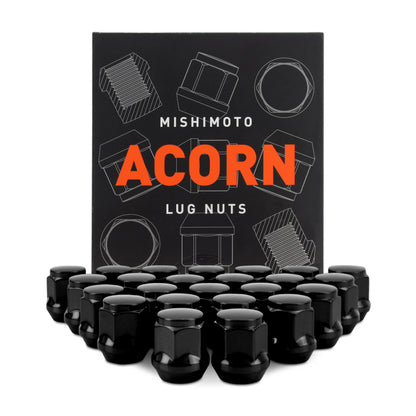 Mishimoto Steel Acorn Lug Nuts M14 x 1.5 - 24pc Set - Black