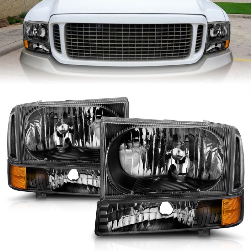 ANZO 2000-2004 Ford Excursion Crystal Headlights Black