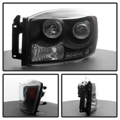 Spyder Dodge Ram 1500 06-08/Ram 2500 06-09 Projector Headlights LED Halo LED Blk PRO-YD-DR06-HL-BK