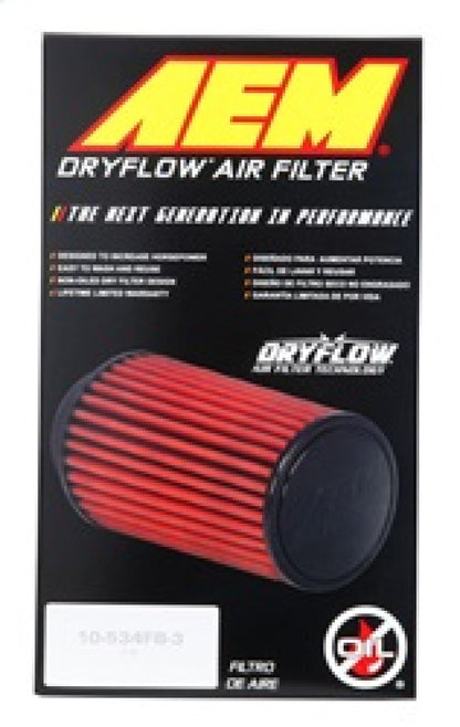 AEM DryFlow Air Filter AIR FILTER KIT 2.5in X 9in DRYFLOW