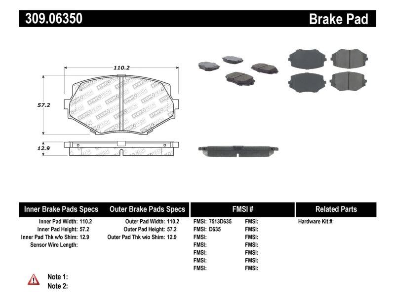 StopTech Performance 94-97/99-05 Miata w/Normal Suspension Front Brake Pads D635