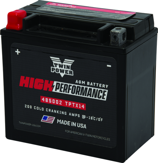 Twin Power YTX14  High Performance Battery Replaces H-D 65948-00 Made in USA