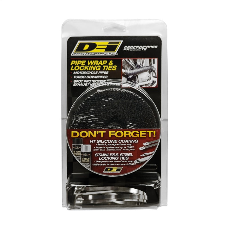 DEI Exhaust Wrap Kit - Pipe Wrap and Locking Tie - Black