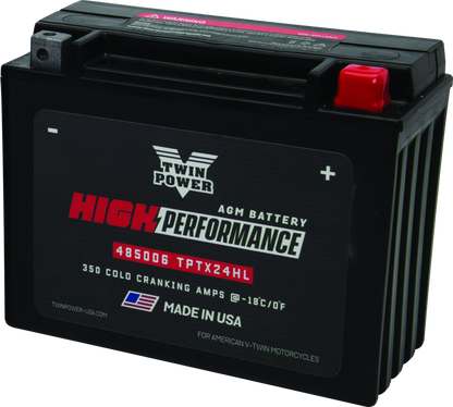 Twin Power YTX-24HL High Performance Battery Replaces H-D 66010-82A Made in USA